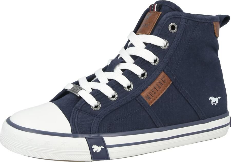 Mustang dames hoge canvas sneaker blauw - Foto 2