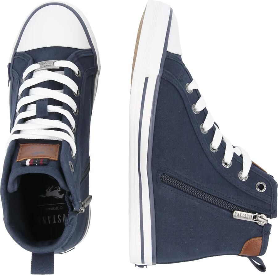 Mustang dames hoge canvas sneaker blauw - Foto 3