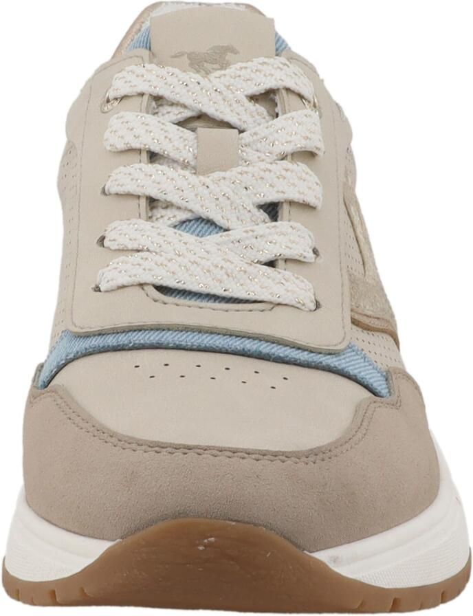 MUSTANG Sneakers laag beige donkerbeige blauw denim - Foto 2