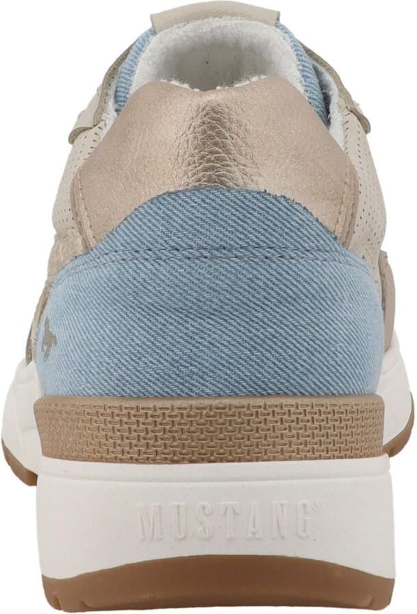 MUSTANG Sneakers laag beige donkerbeige blauw denim - Foto 3