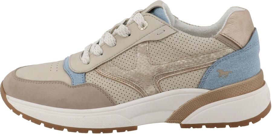 MUSTANG Sneakers laag beige donkerbeige blauw denim - Foto 4