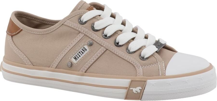 Mustang dames canvas sneaker beige