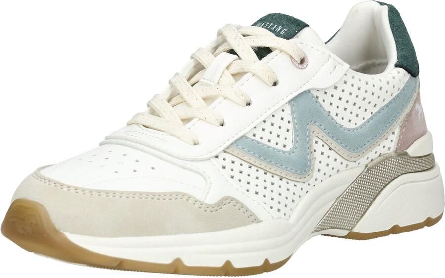 MUSTANG Sneakers laag beige smoky blue oudroze wit