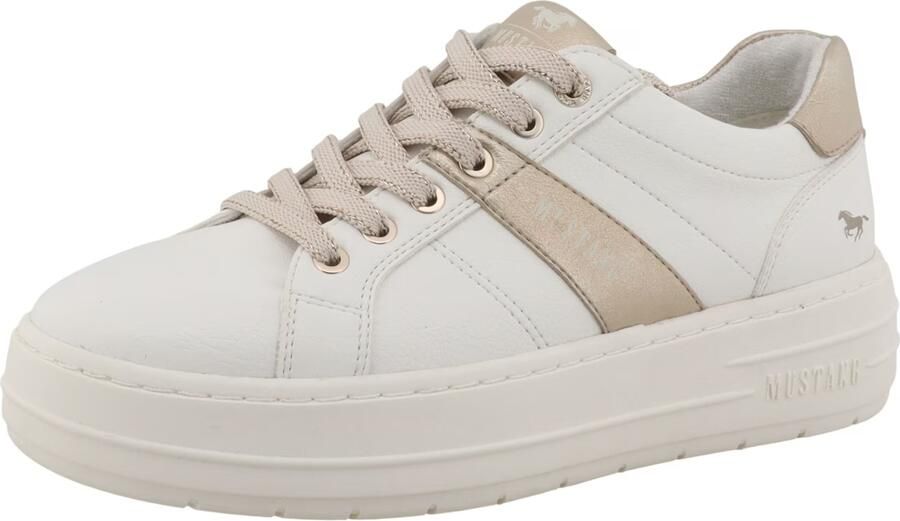 MUSTANG Sneakers laag beige wit