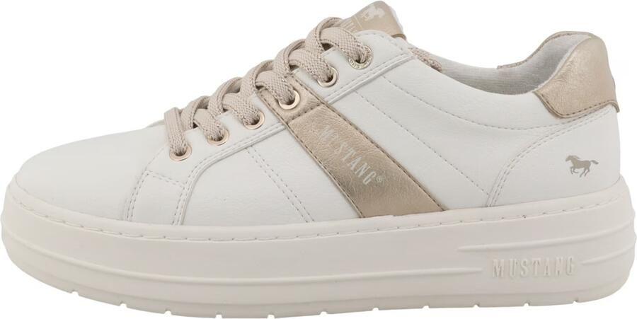 MUSTANG Sneakers laag beige wit - Foto 2