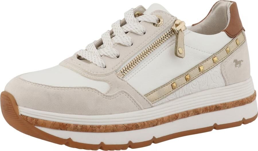 MUSTANG Sneakers laag beige wit - Foto 6