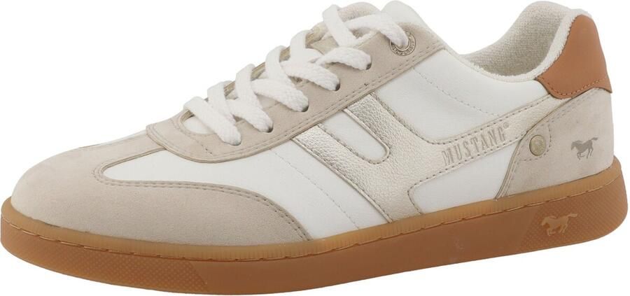 MUSTANG Sneakers laag beige wit