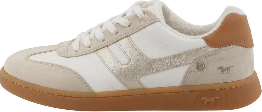 MUSTANG Sneakers laag beige wit - Foto 4