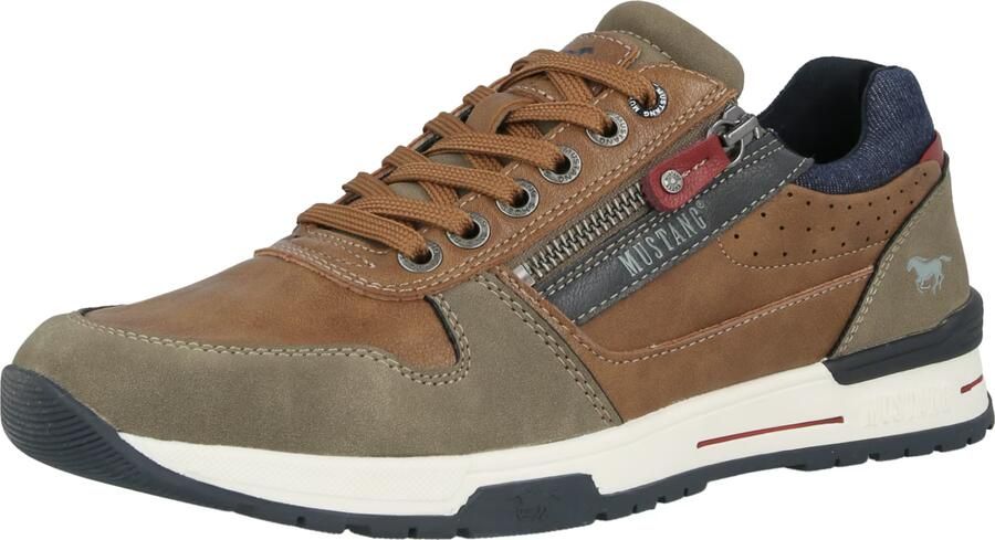 MUSTANG Sneakers laag blauw cognac olijfgroen - Foto 7