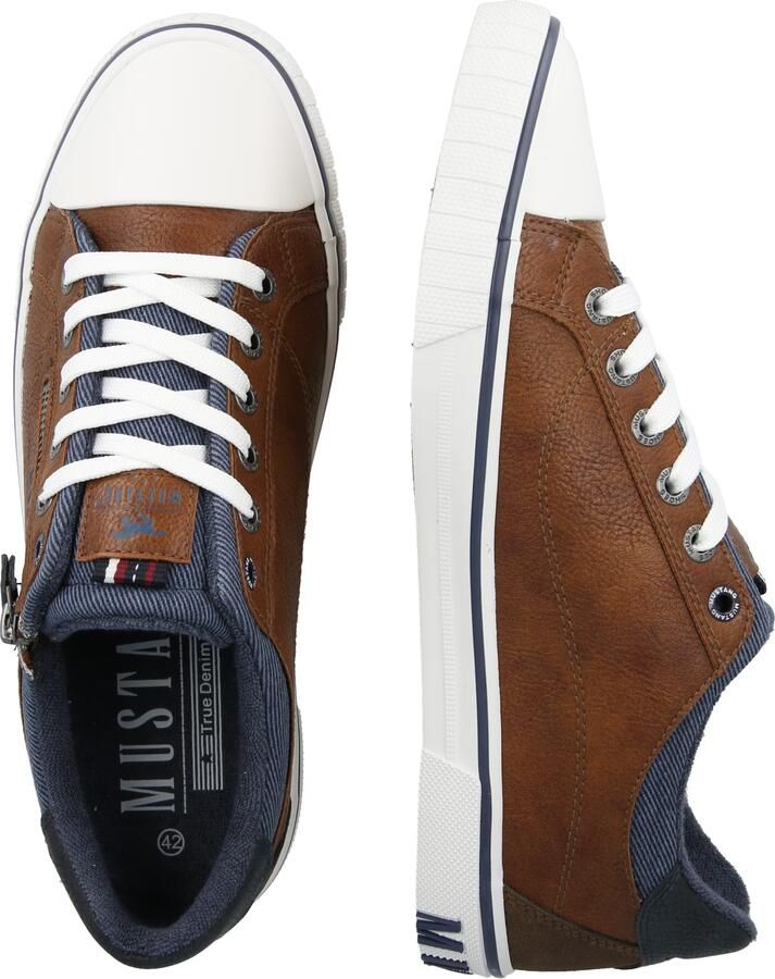 MUSTANG Sneakers laag blauw denim donkerblauw bruin wit - Foto 3