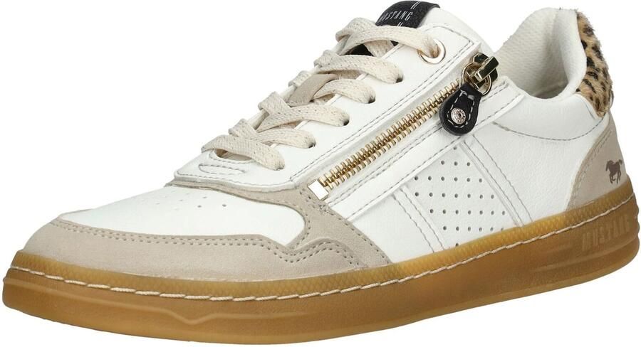 MUSTANG Sneakers laag bruin taupe zwart wit