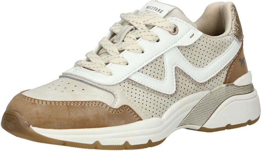 MUSTANG Sneakers laag bruin wit