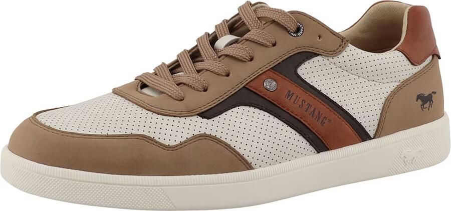 MUSTANG Sneakers laag camel cognac zwart offwhite