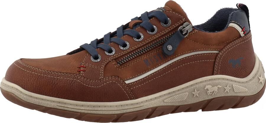MUSTANG Sneakers laag donkerblauw cognac