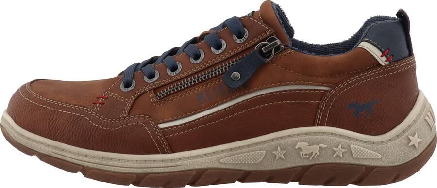 MUSTANG Sneakers laag donkerblauw cognac - Foto 4