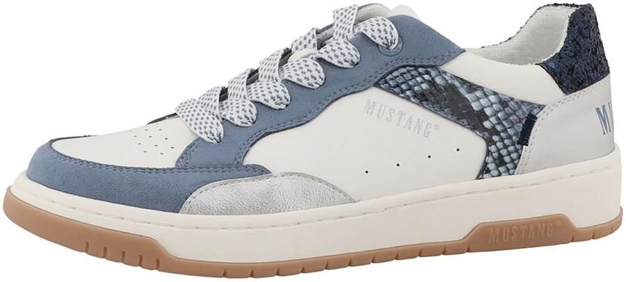 MUSTANG Sneakers laag duifblauw zilver wit
