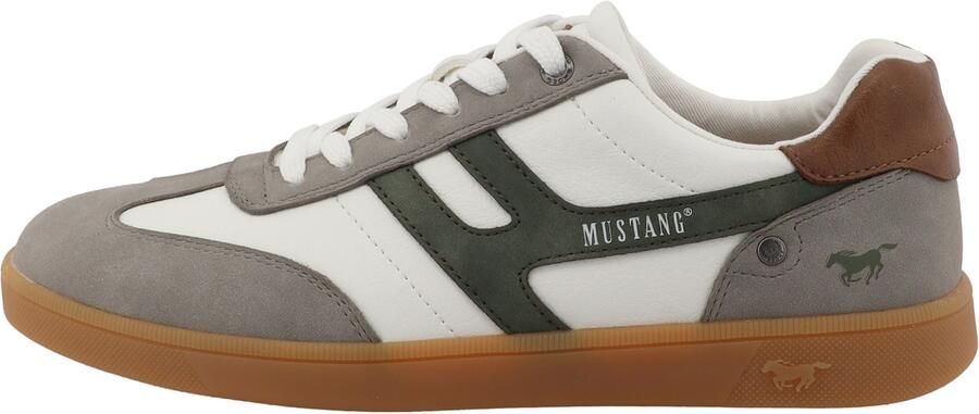 MUSTANG Sneakers laag grijs kaki wit - Foto 4