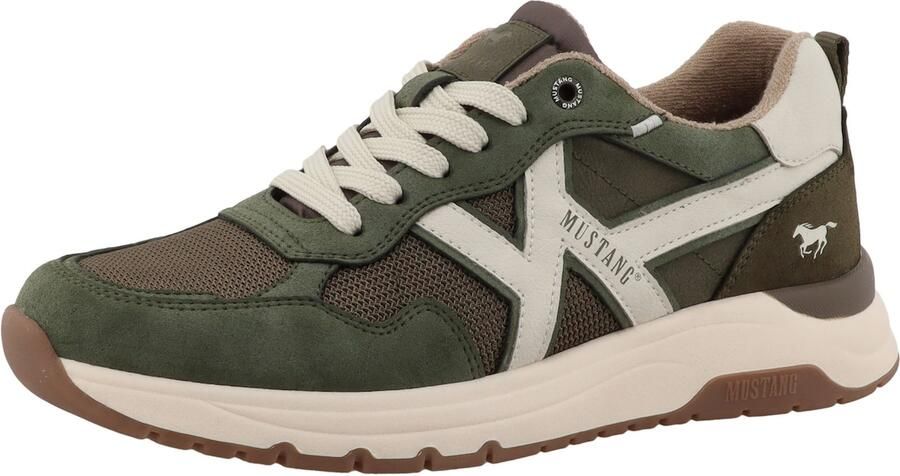 MUSTANG Sneakers laag lichtbeige kaki olijfgroen - Foto 2