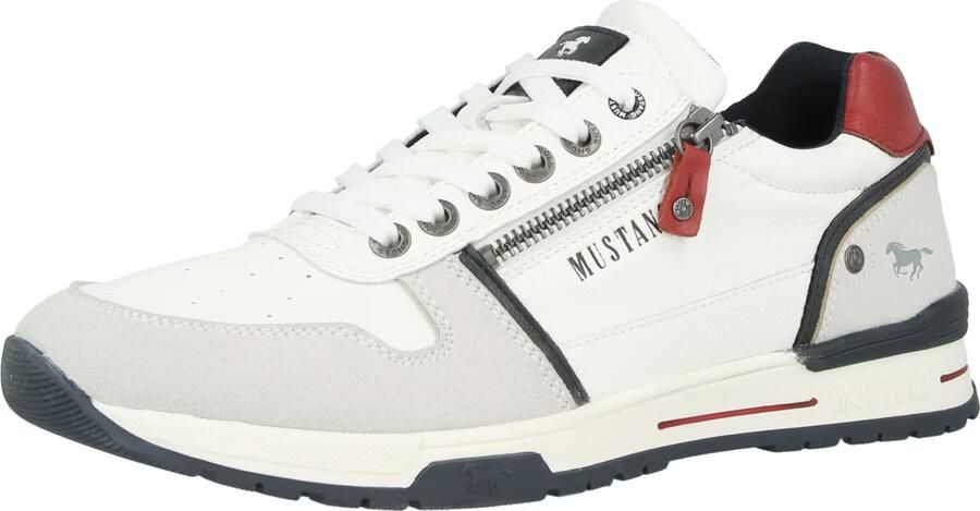 MUSTANG Sneakers laag lichtgrijs donkerrood wit - Foto 2