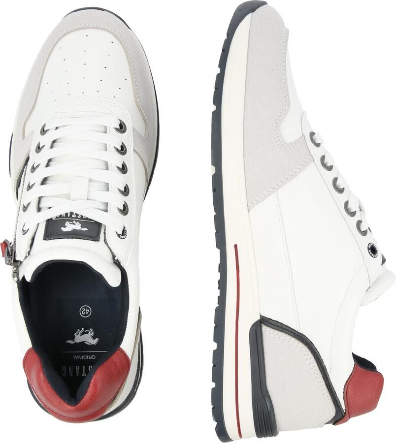 MUSTANG Sneakers laag lichtgrijs donkerrood wit - Foto 3