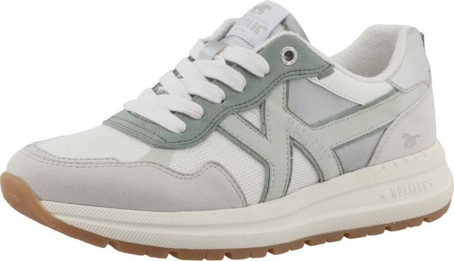 MUSTANG Sneakers laag mintgroen wit - Foto 3