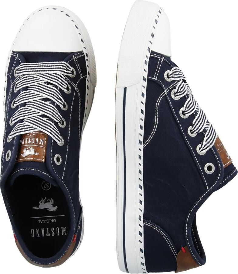 MUSTANG Sneakers laag navy chocoladebruin wit - Foto 3