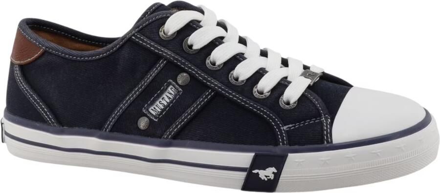 Mustang heren sneaker van canvas blauw - Foto 2