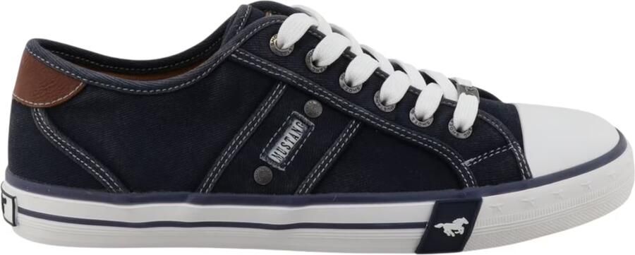 Mustang heren sneaker van canvas blauw - Foto 3