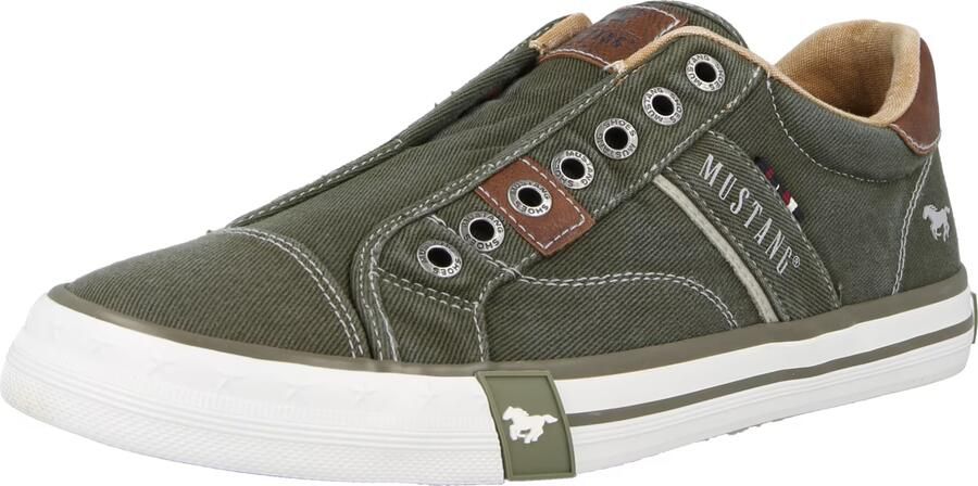 Mustang heren sneaker van canvas kaki - Foto 2
