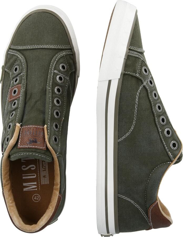 Mustang heren sneaker van canvas kaki - Foto 3