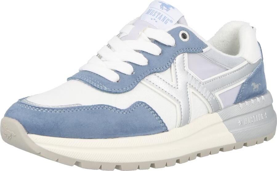 MUSTANG Sneakers laag saffier duifblauw zilver wit - Foto 3