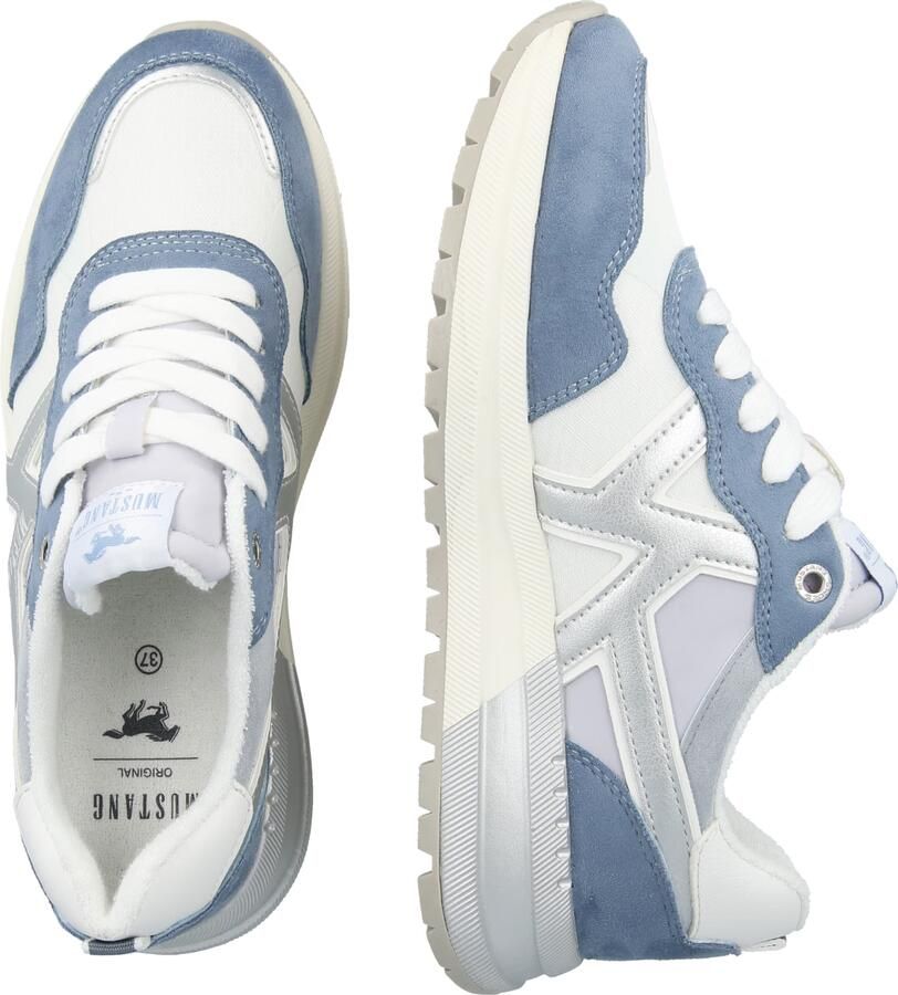 MUSTANG Sneakers laag saffier duifblauw zilver wit - Foto 4