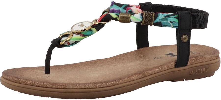 MUSTANG Teenslipper turquoise groen braam zwart
