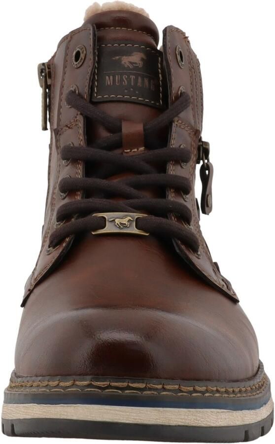 MUSTANG Veterboots cognac donkerbruin zwart gemêleerd - Foto 3