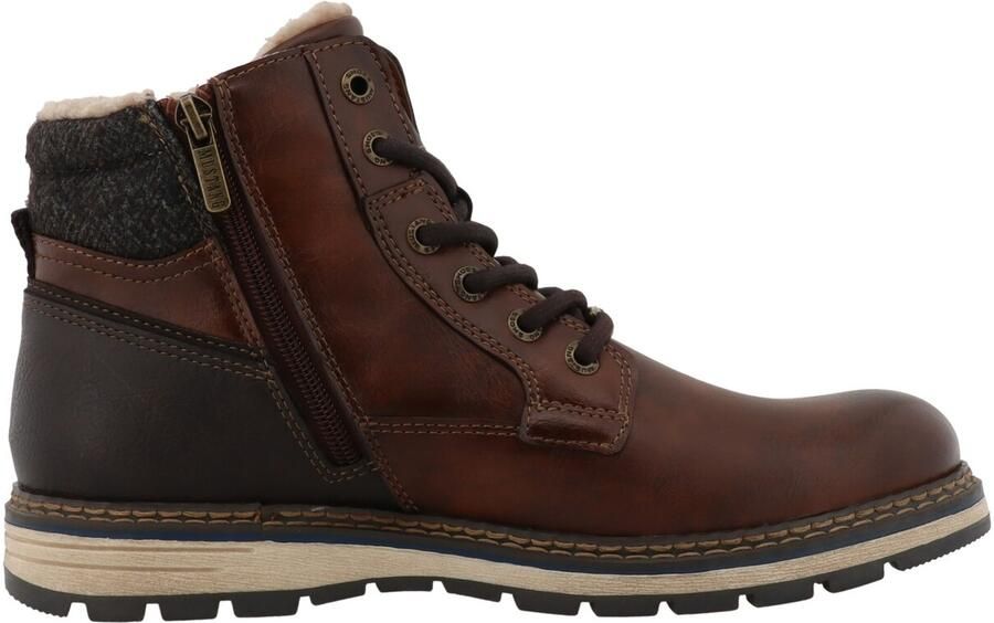 MUSTANG Veterboots cognac donkerbruin zwart gemêleerd - Foto 2
