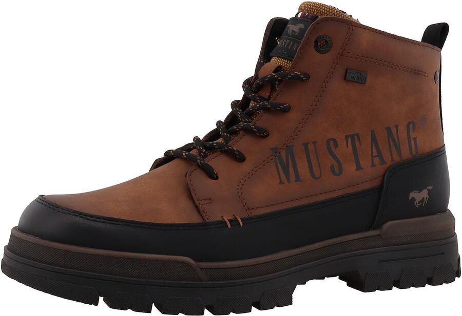 MUSTANG Veterboots cognac zwart