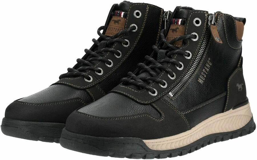MUSTANG Veterboots karamel zwart - Foto 4