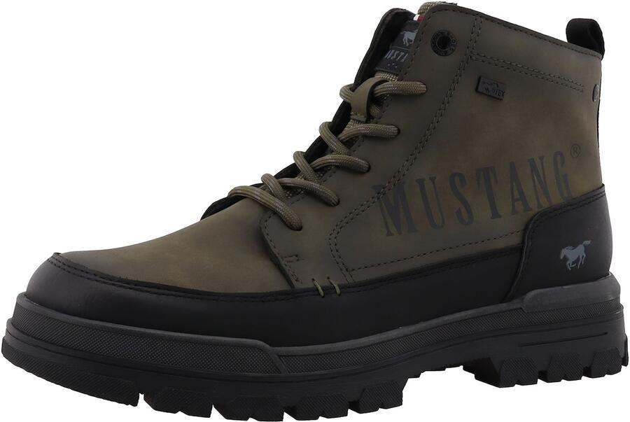 MUSTANG Veterboots olijfgroen zwart