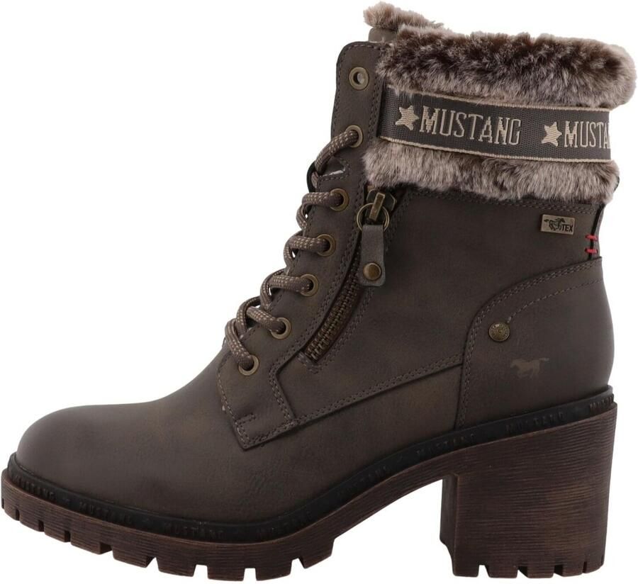 Mustang Shoes Winterlaarsjes LEILA Winterlaarzen met kunstbontkraag en blokhak - Foto 2