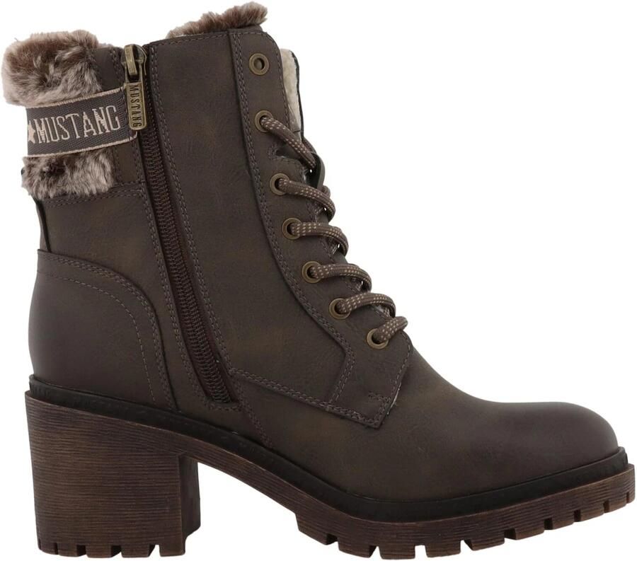 Mustang Shoes Winterlaarsjes LEILA Winterlaarzen met kunstbontkraag en blokhak - Foto 5