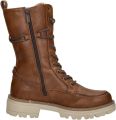 Mustang Shoes Veterlaarsjes zipper boots lace-up boots short boots with block heel - Cognac