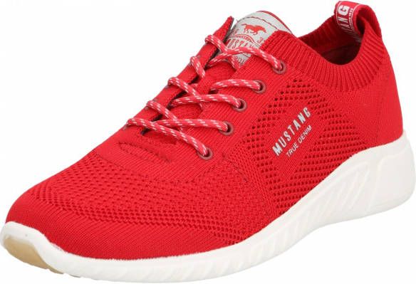 Mustang Sneaker Laag Dames Sneakersock Rood | 38 - Schoenen.nl