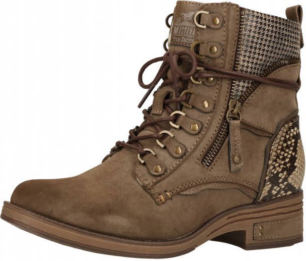 Mustang Shoes Hoge veterschoenen met gedessineerde schachtrand - Schoenen.nl