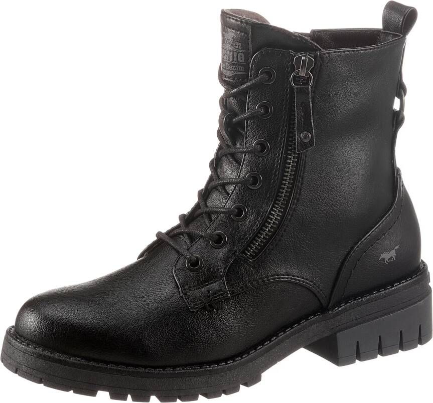 Mustang Shoes Veterschoenen enkellaars hakken met ritssluiting - Foto 4
