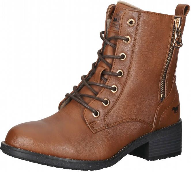 Mustang Shoes Veterlaarsjes lace-up boots block heel with practical inner zipper - Foto 4