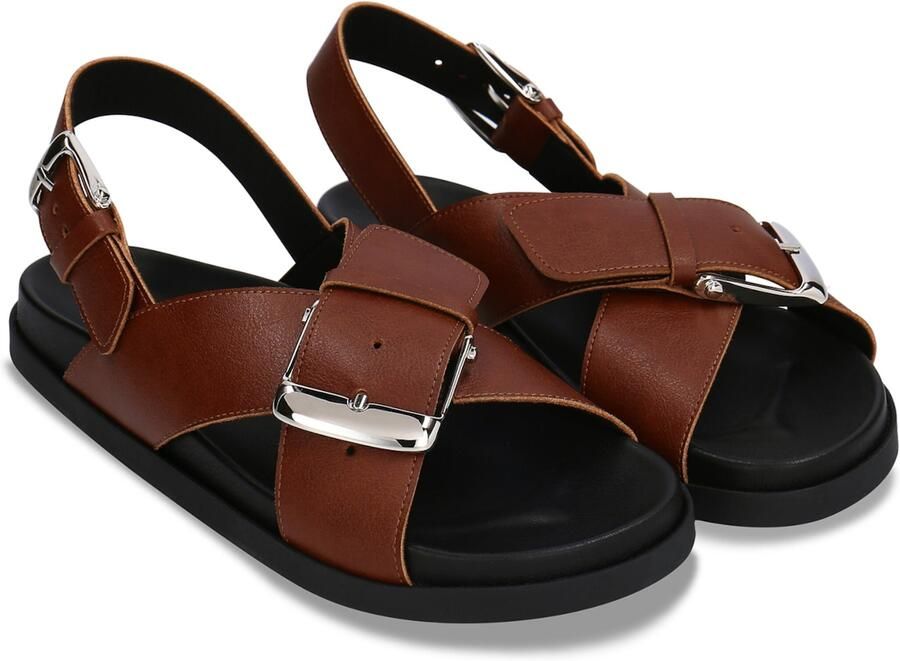Nae Vegan Shoes Platte sandalen Vegan Platte Sandalen voor Dames Luna Bruin - Foto 2
