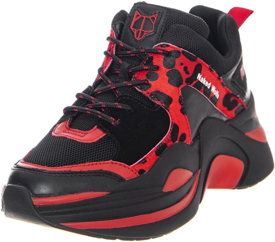 NAKED WOLFE Sneakers laag 'Track Sneakers' rood zwart