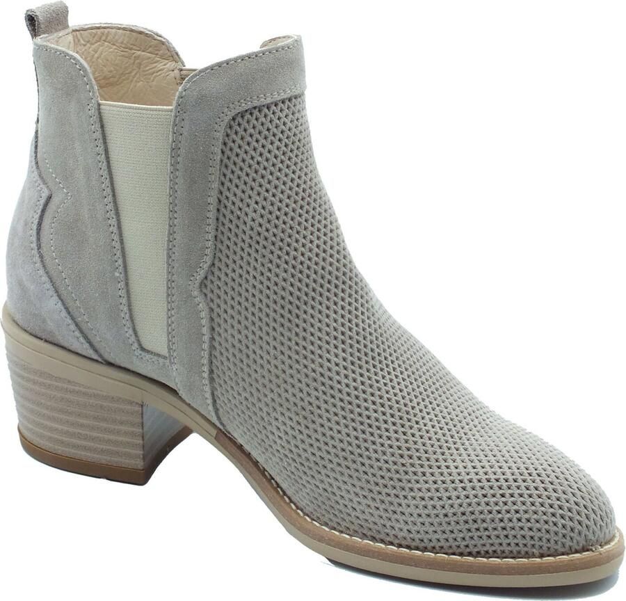 Nero Giardini Enkellaarsje ' Tronchetti con tacco Donna E615120D Velour Creta pelle beige' beige gemêleerd
