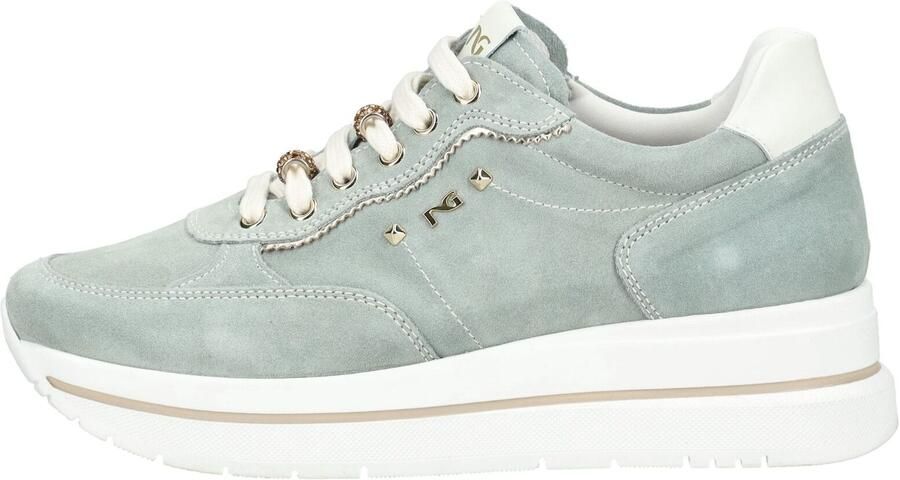 NeroGiardini Sneaker Velour Velvet Osso 0100 T.Brill Platino 6074 Tr Co Fashion Wear Vrouwen - Foto 7