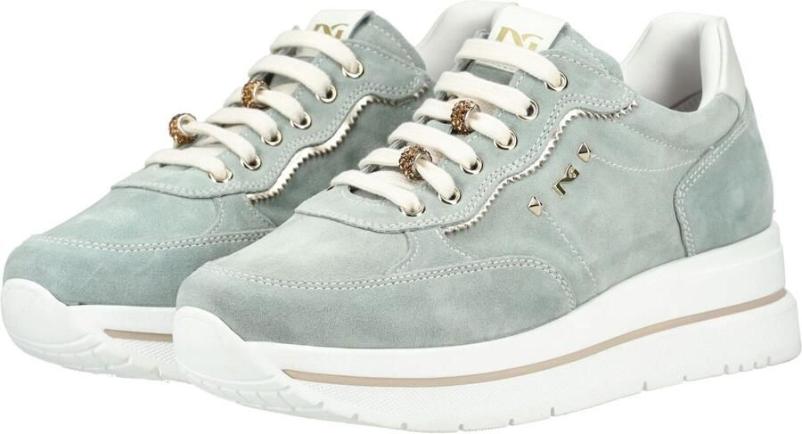 NeroGiardini Sneaker Velour Velvet Osso 0100 T.Brill Platino 6074 Tr Co Fashion Wear Vrouwen - Foto 6